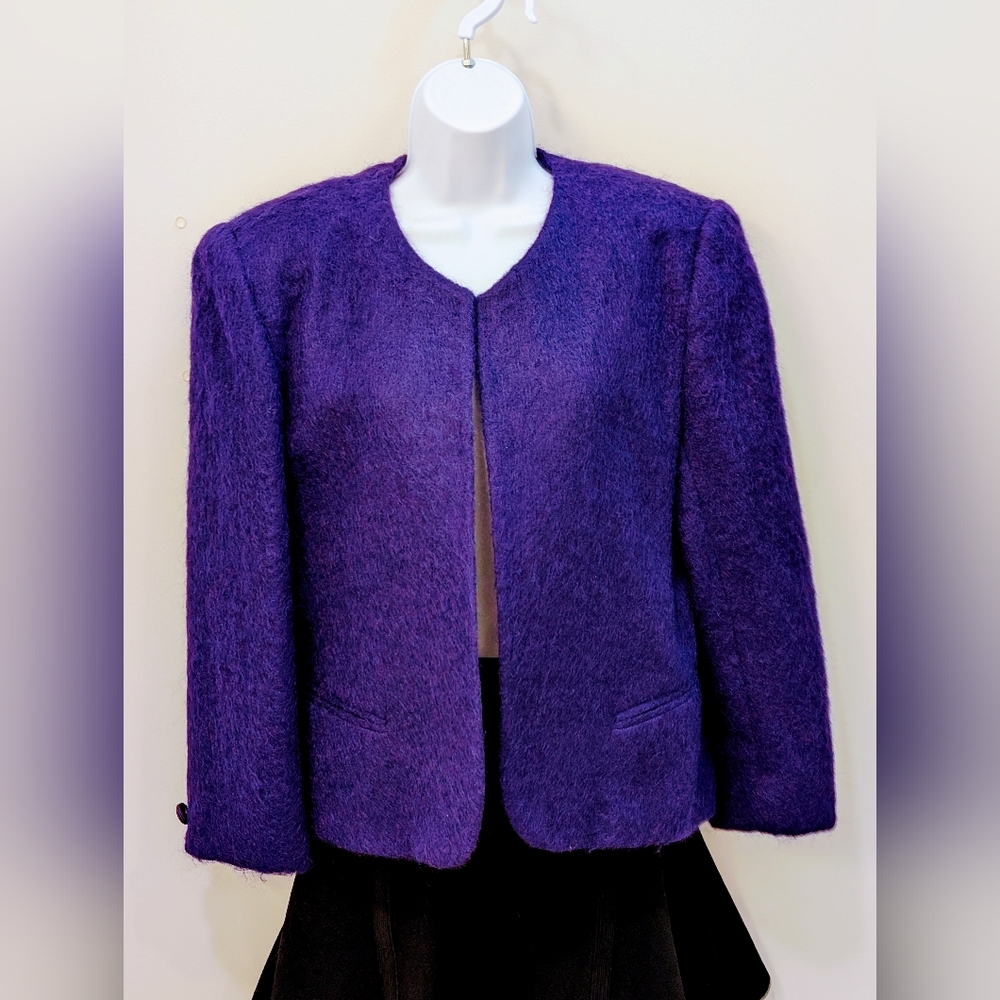 DIOR Christian Dior Vintage 90s Purple Mohair Designer Jacket  Size 12